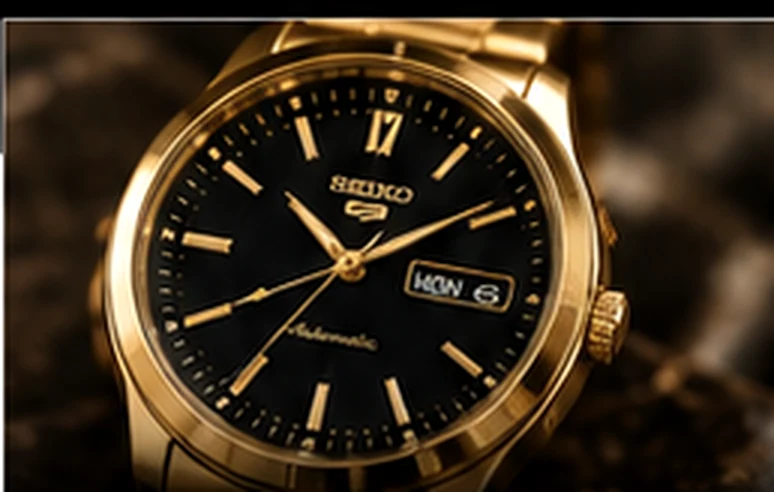 Gold-tone watch editorial photograph